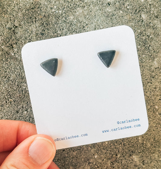Slate Blue Triangle Studs