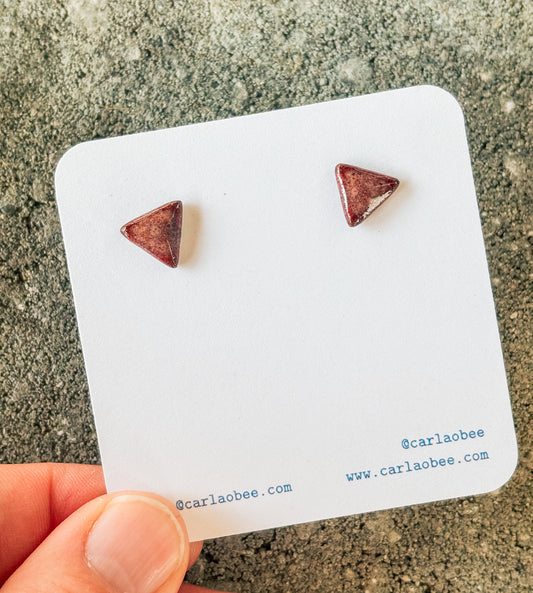 Maroon Triangle Studs